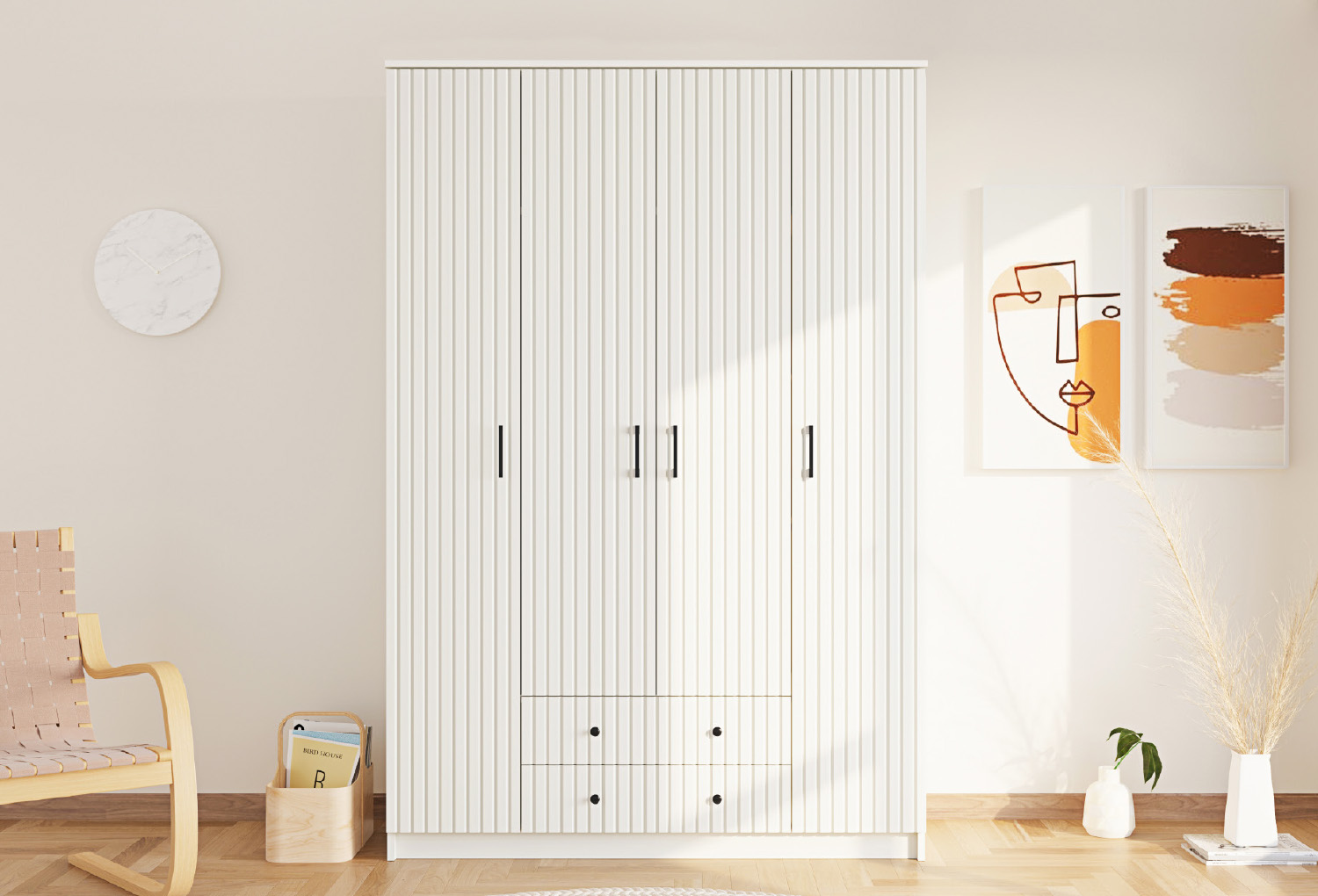 İdil Country 4 Kapaklı 2 Çekmeceli Gardırop